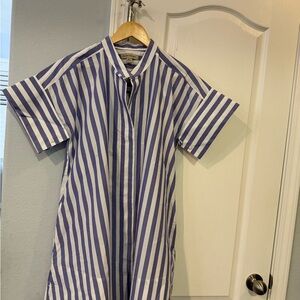 Banana Republic Purple and White Striped Blouse